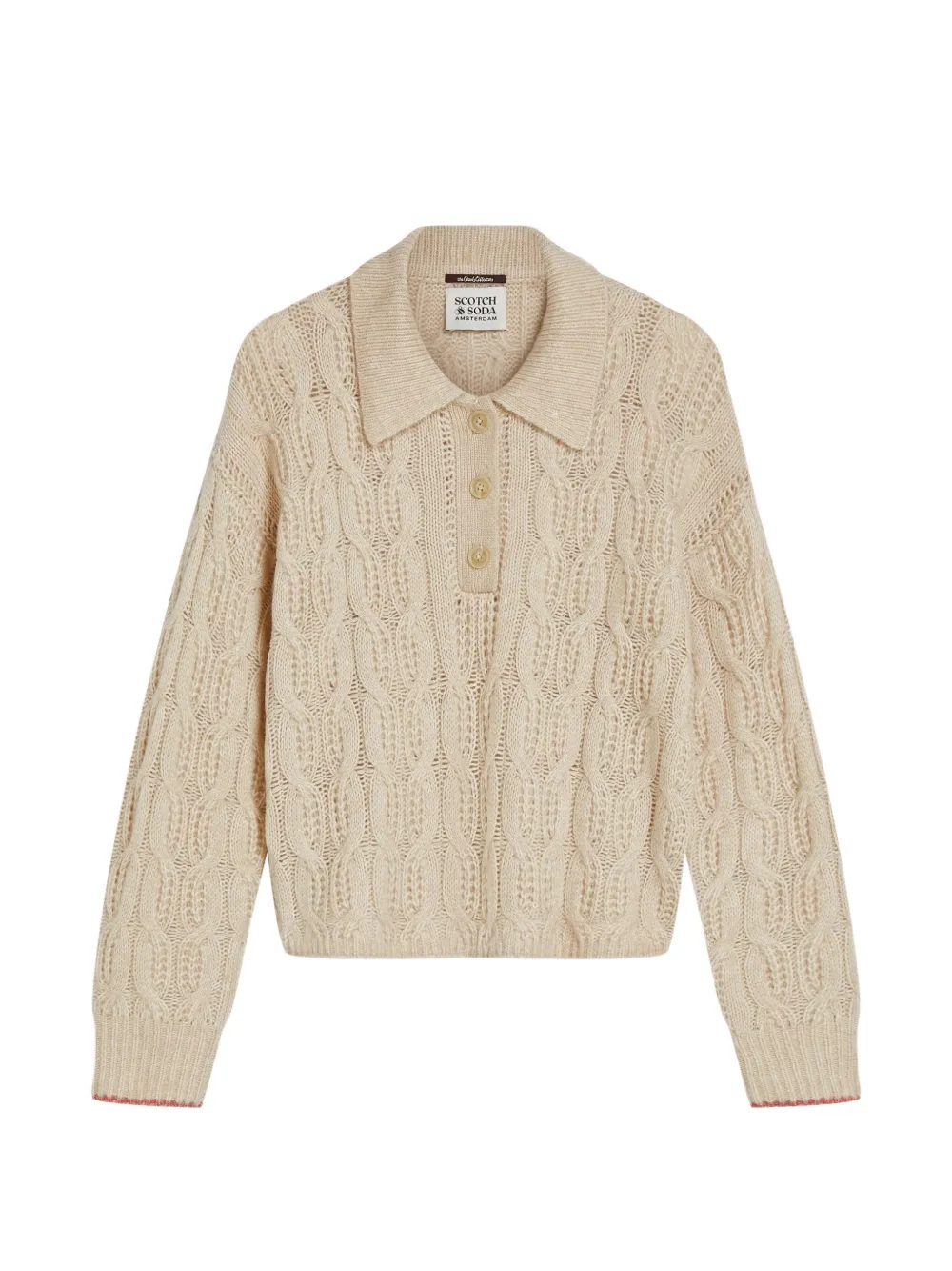 Scotch & Soda cable-knit polo sweater