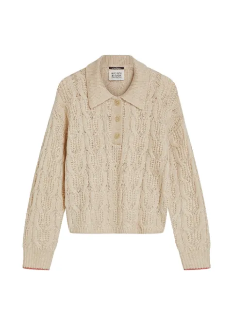 Scotch & Soda suéter estilo playera tipo polo en tejido de ochos
