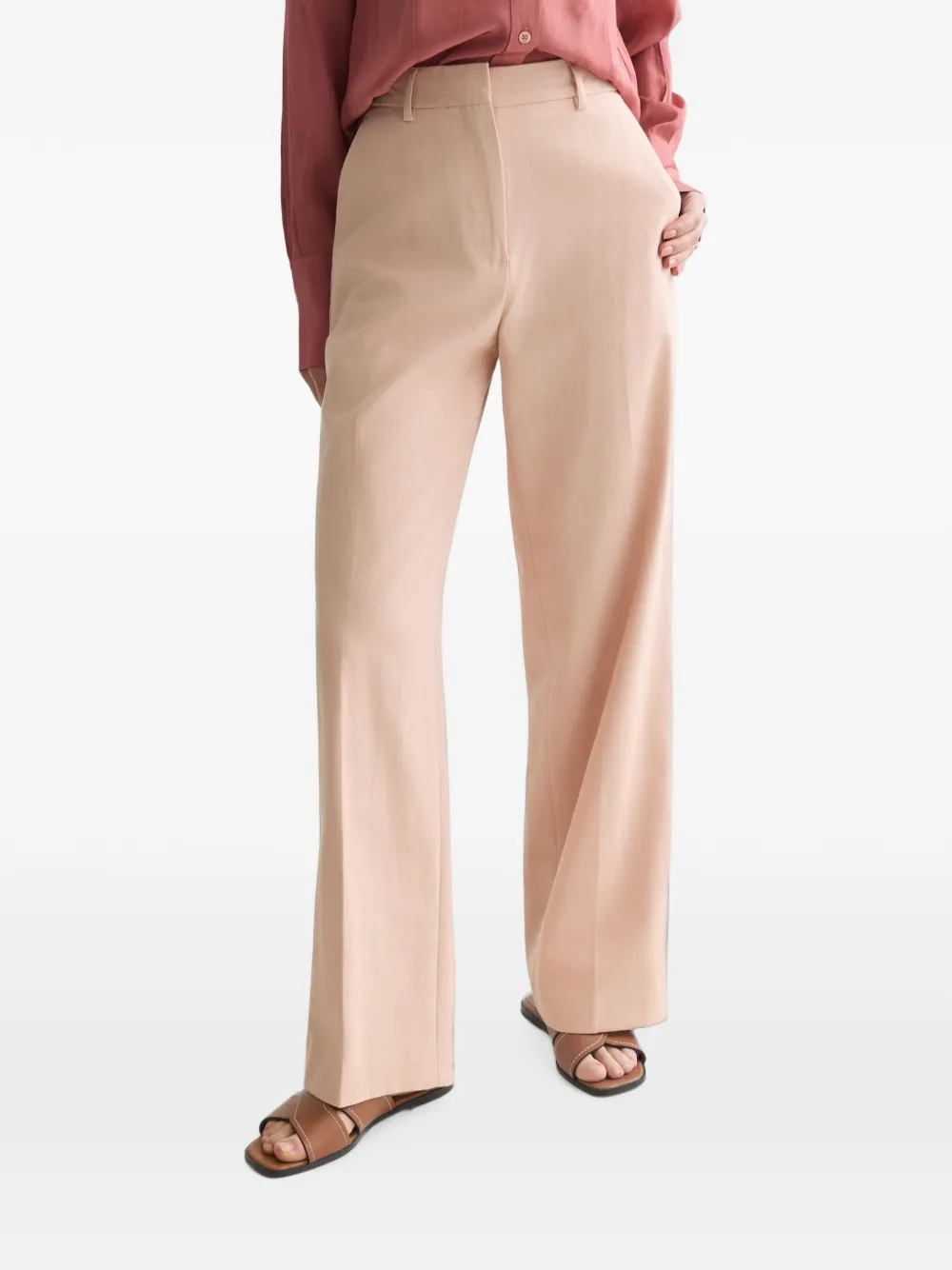 Scotch & Soda pressed-crease wide-leg trousers Roze