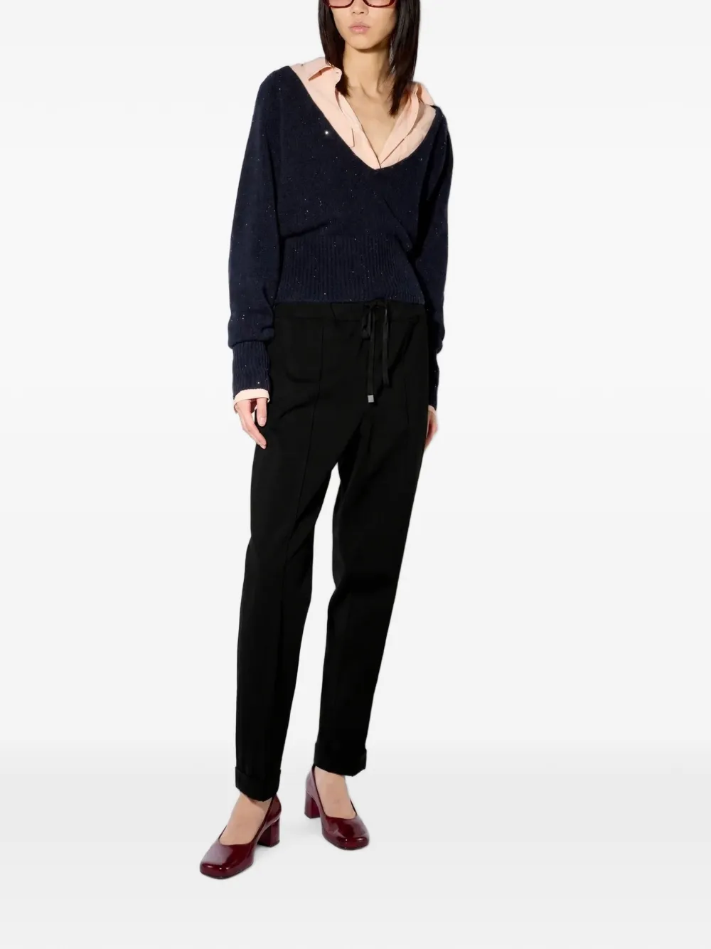 Liviana Conti Broek met trekkoord en pintuck-details Zwart