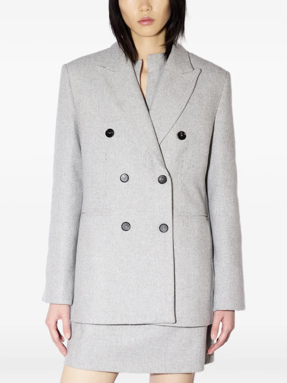 Liviana Conti Roger double-breasted micro-check blazer - Grau