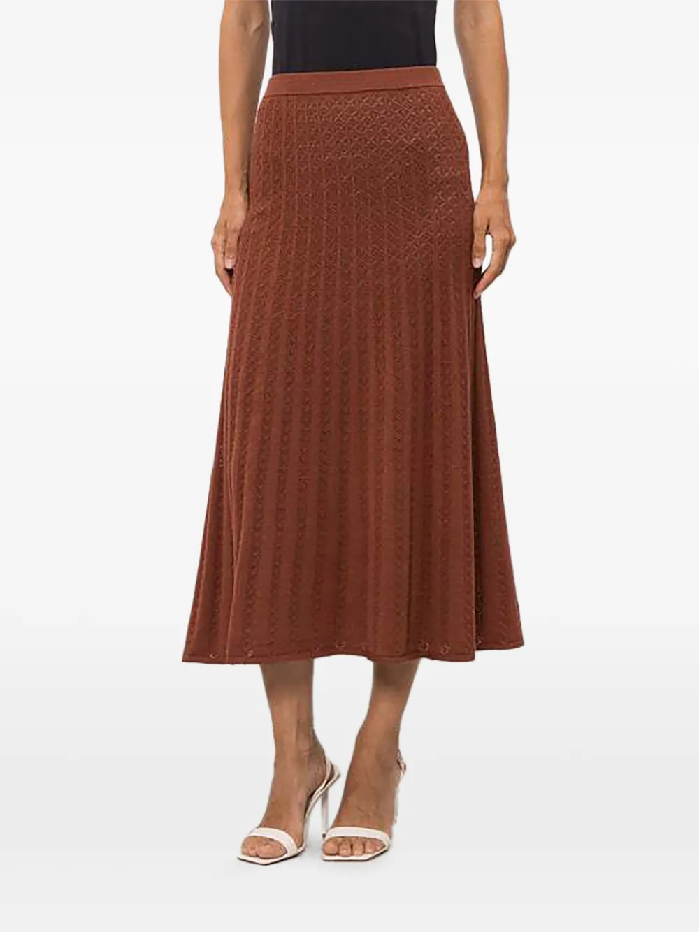 TWINSET perforated-knit midi skirt - Marron TWINSET perforated-knit midi skirt - Marron