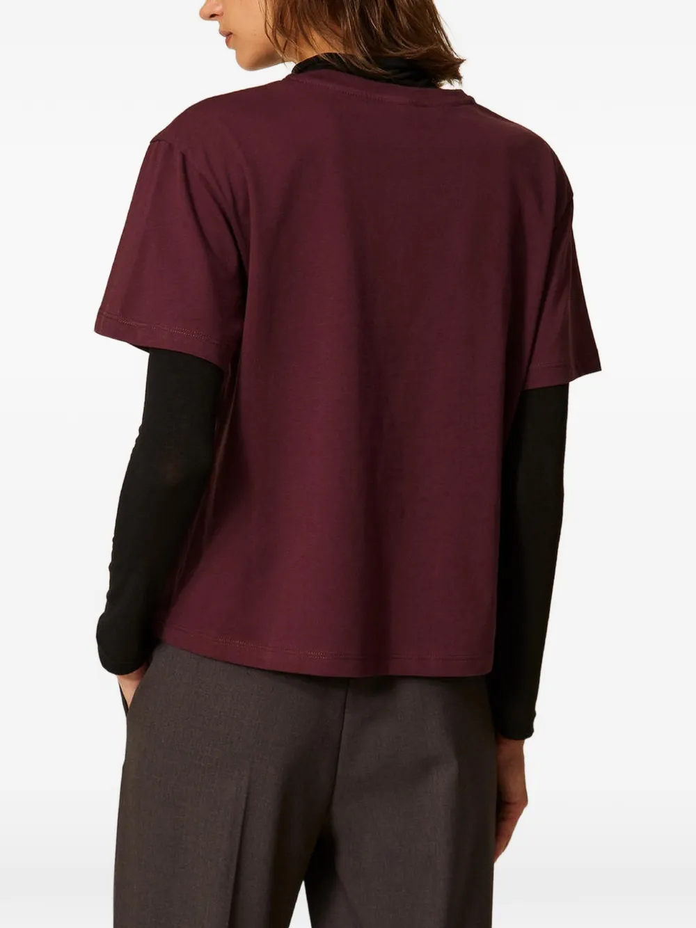 TWINSET Regular-fit T-shirt met ronde hals en print Rood