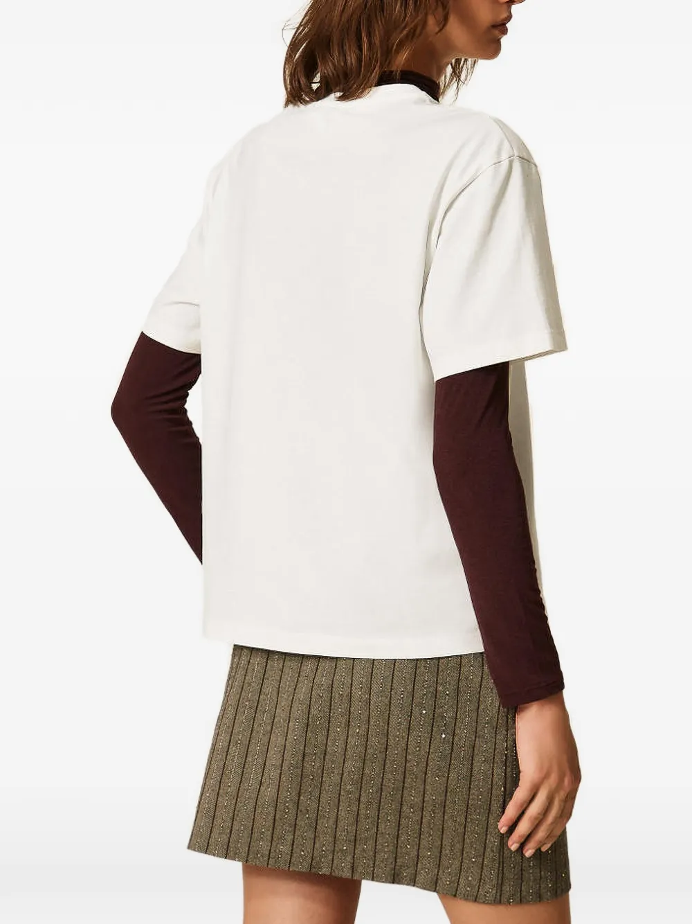 TWINSET Regular T-shirt met ronde hals en print Wit