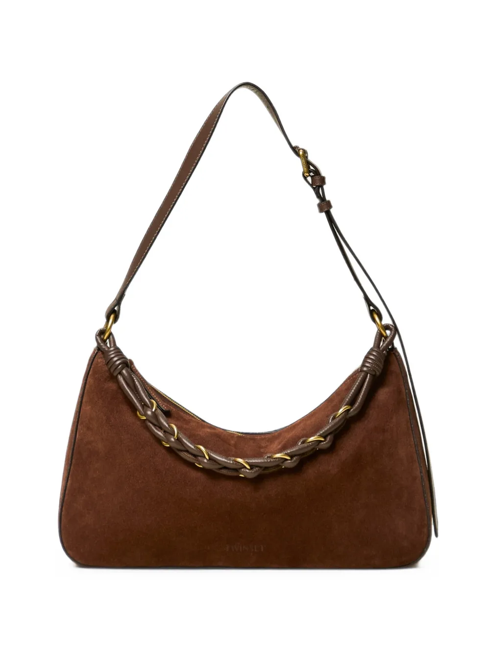 TWINSET braided-chain suede shoulder bag · OS