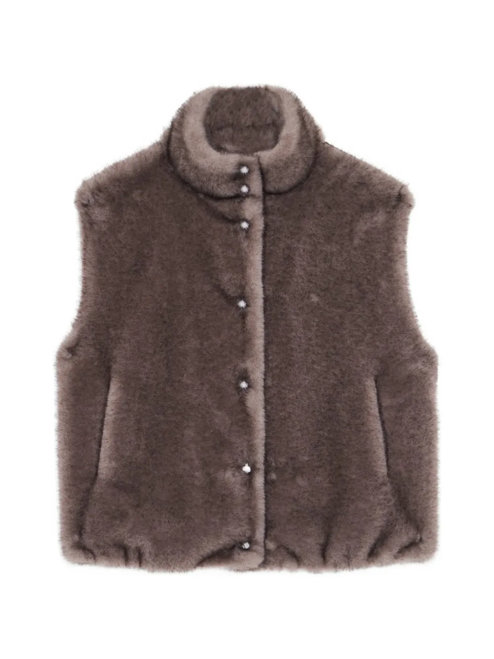 Ottod'ame Faux-fur Panelled Gilet In Brown