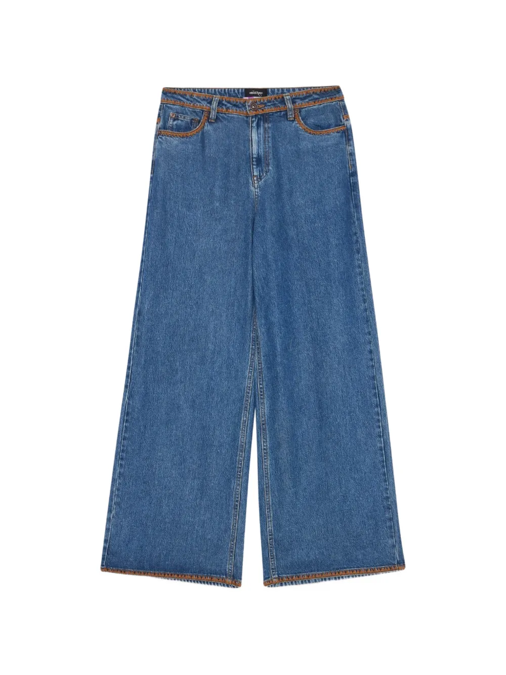 Ottod'ame Embroidered Wide-leg Jeans In Blue
