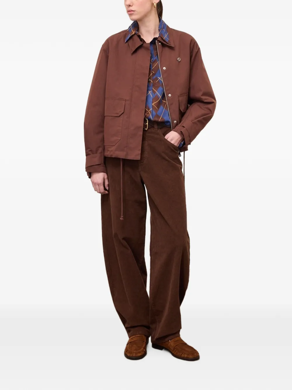 Ottod'ame Corduroy Wide-leg Trousers In Brown