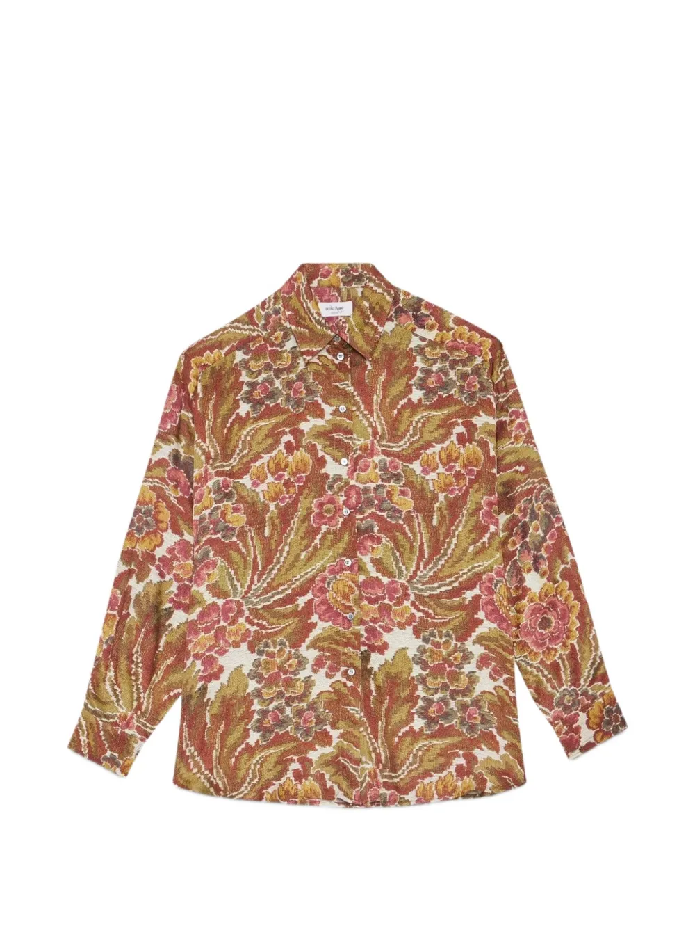 Ottod'ame Floral-print Long-sleeve Shirt In Burgundy