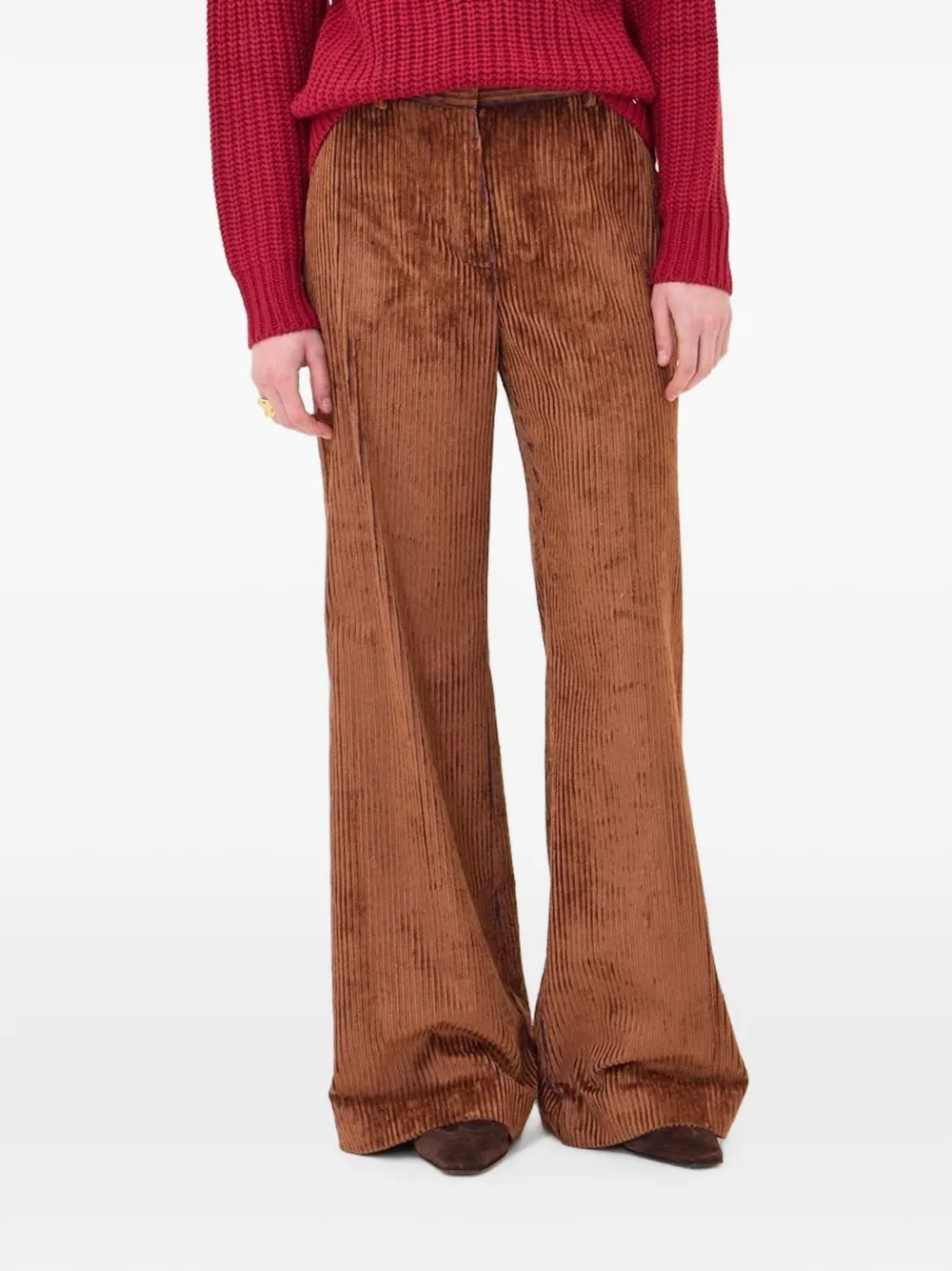 Ottod'ame Corduroy Wide-leg Trousers In Brown