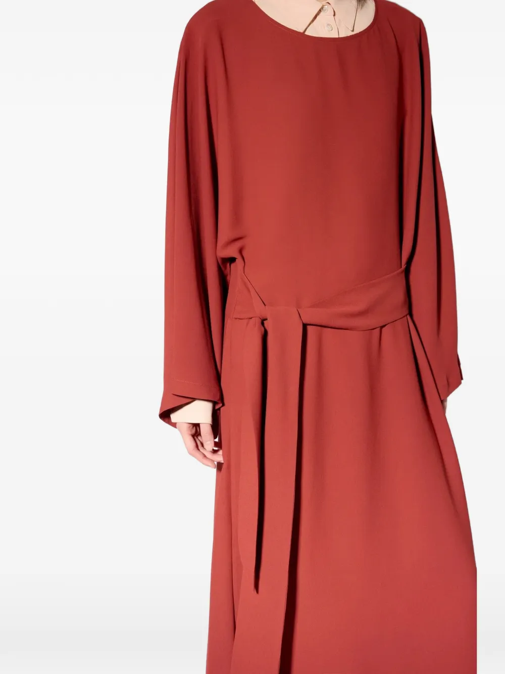 Liviana Conti belted long-sleeve maxi dress Rood