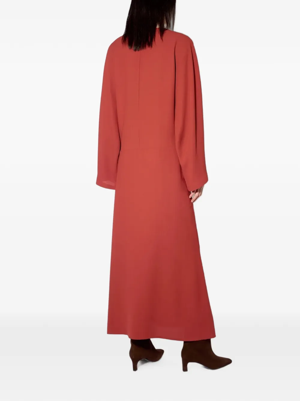 Liviana Conti belted long-sleeve maxi dress Rood