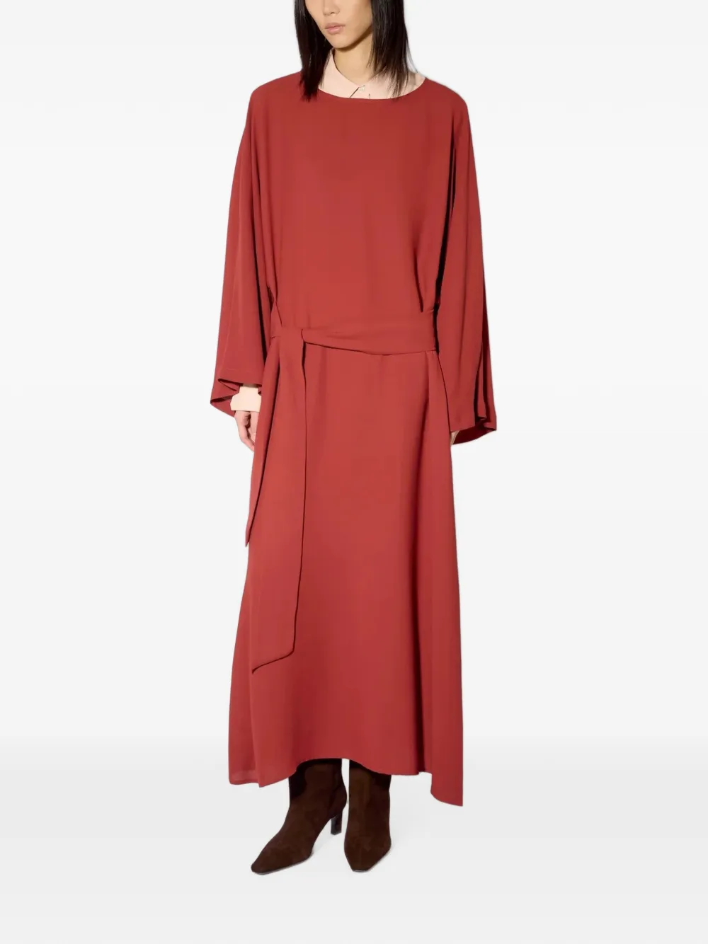 Liviana Conti belted long-sleeve maxi dress - Rouge Liviana Conti belted long-sleeve maxi dress - Rouge