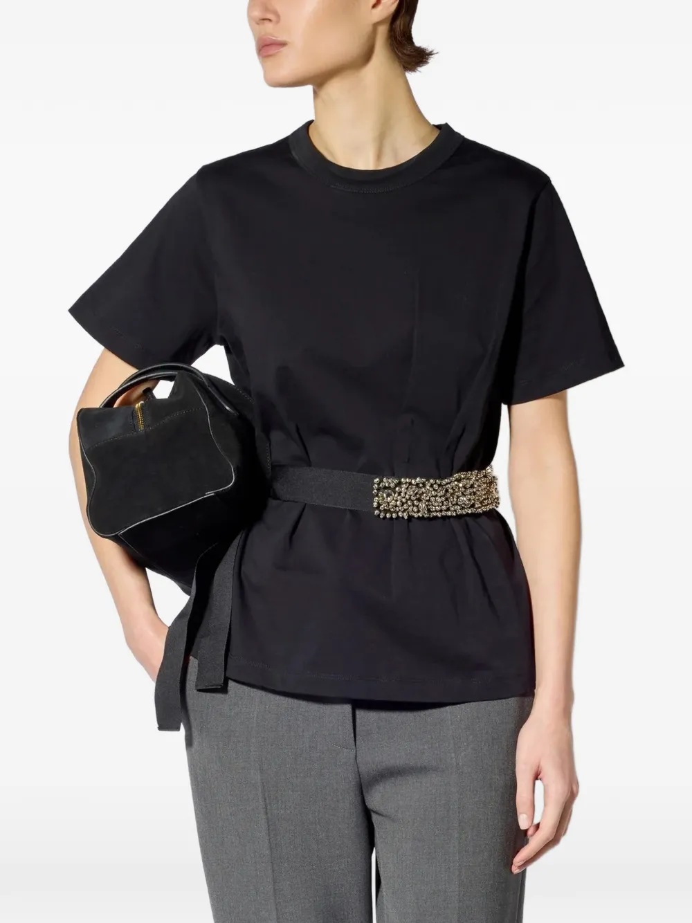 Liviana Conti embellished belted T-shirt