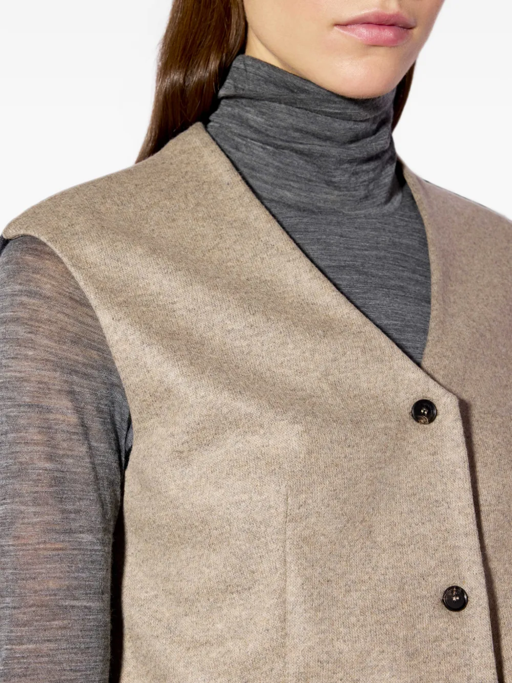 Liviana Conti Cooper gilet met knopen Beige