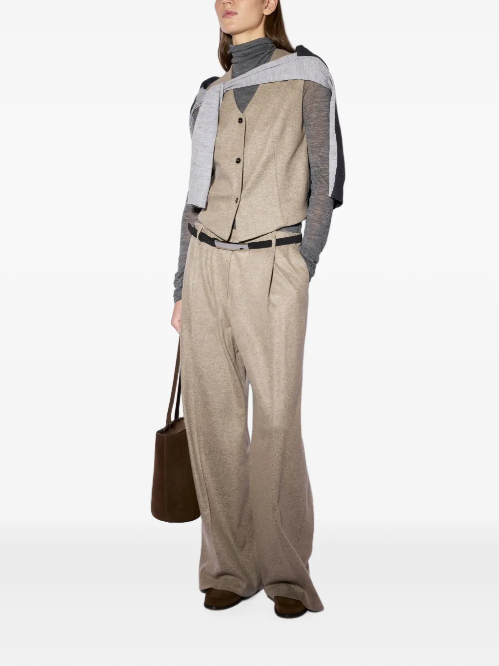 Liviana Conti Cooper gilet met knopen Beige
