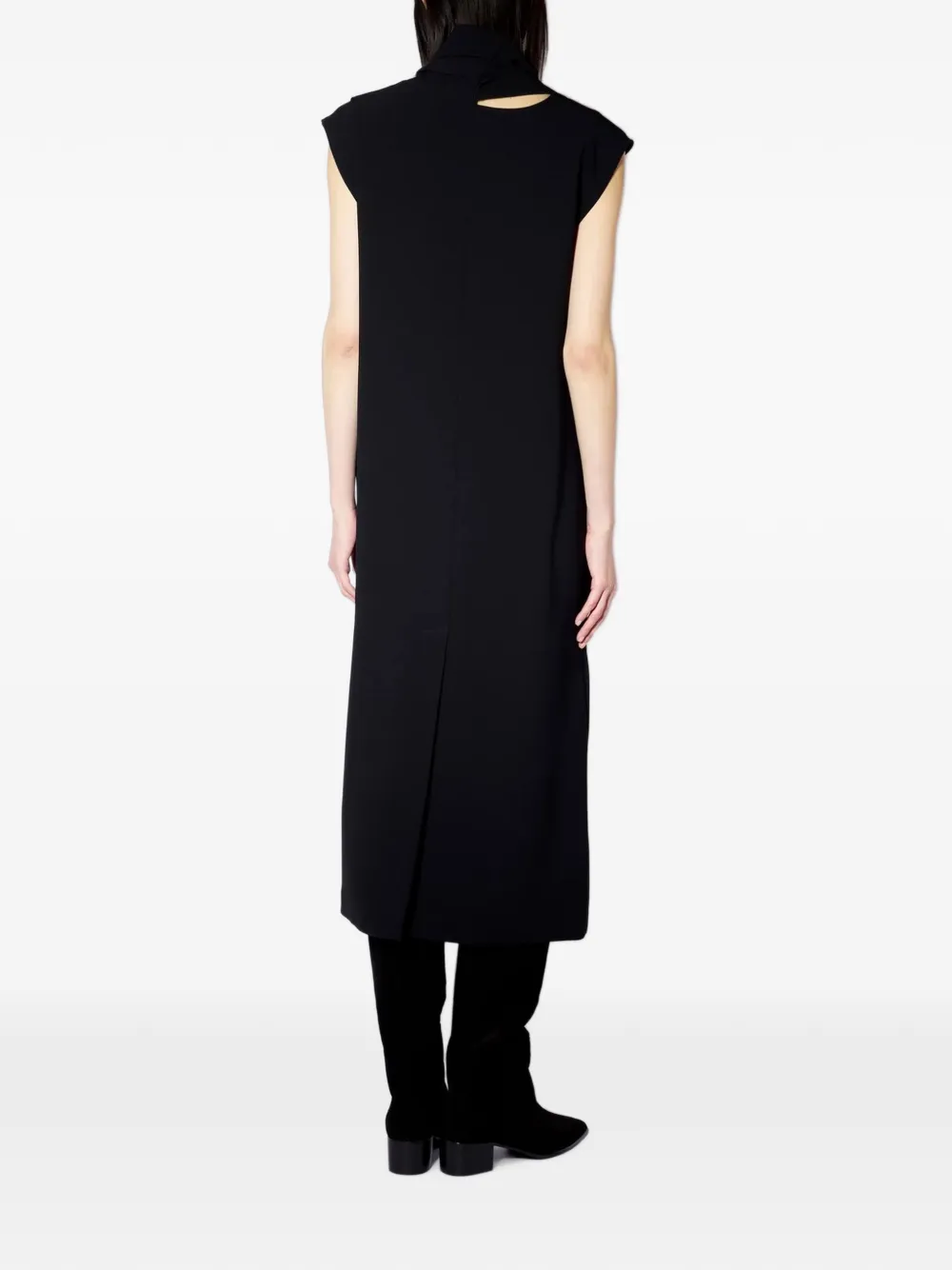 Liviana Conti Hope scarf-detail sleeveless midi dress Zwart