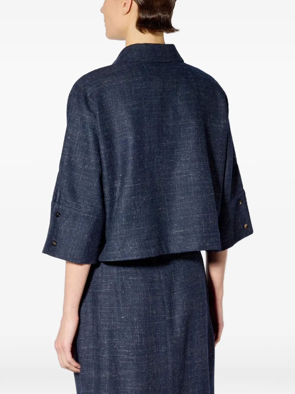 Liviana Conti button-cuff cropped shirt Blauw