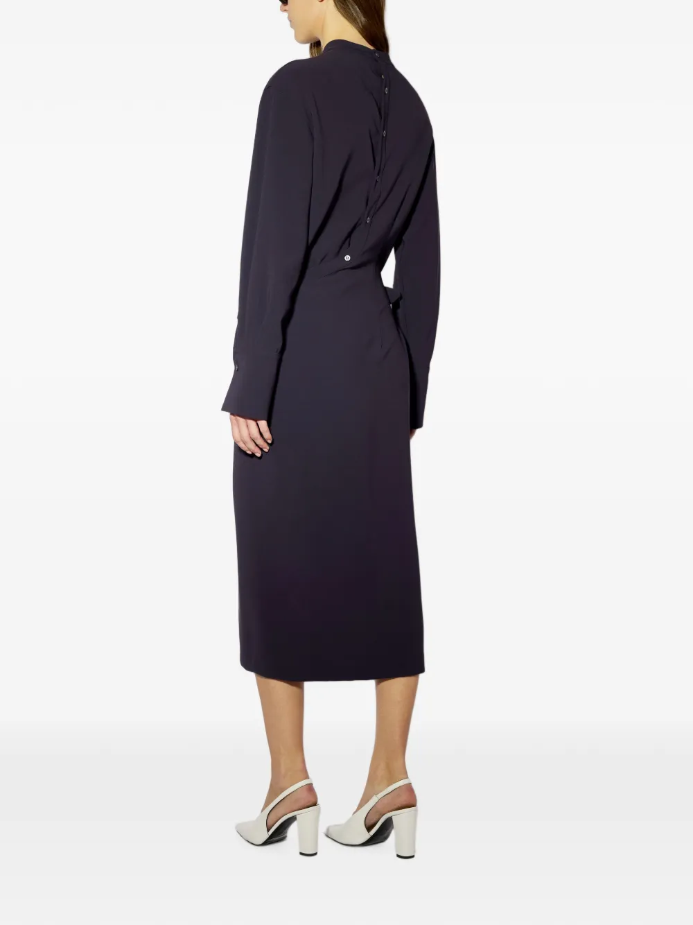 Liviana Conti midi-jurk met striksluiting en knoopsluiting Blauw