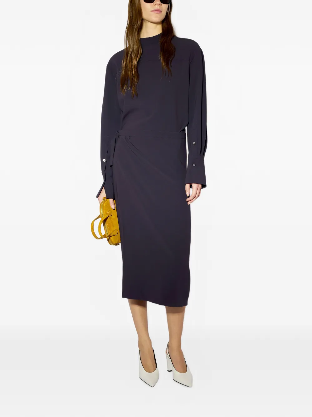 Liviana Conti tie-fastening button-back midi dress