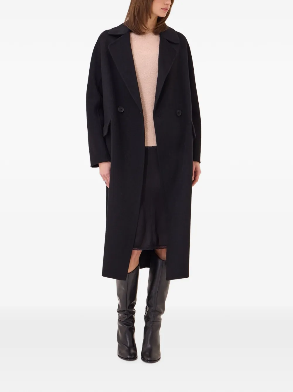 Ottod'Ame Cappotto doppiopetto con cintura - Nero