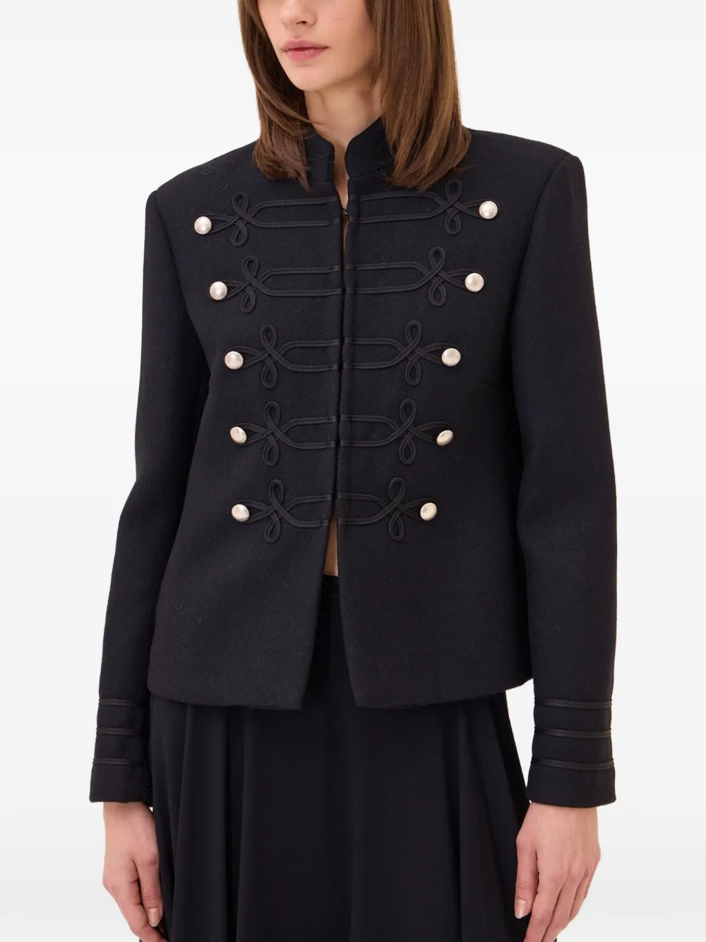 Ottod'ame Frogging-detail Jacket In Black