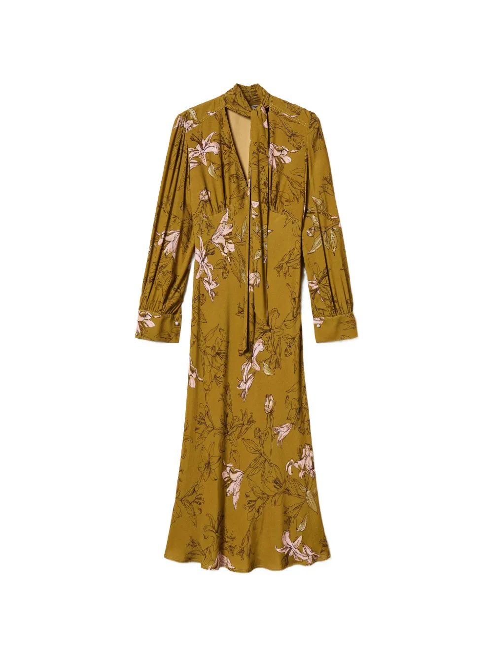 TWINSET floral crêpe de chine midi dress Bruin