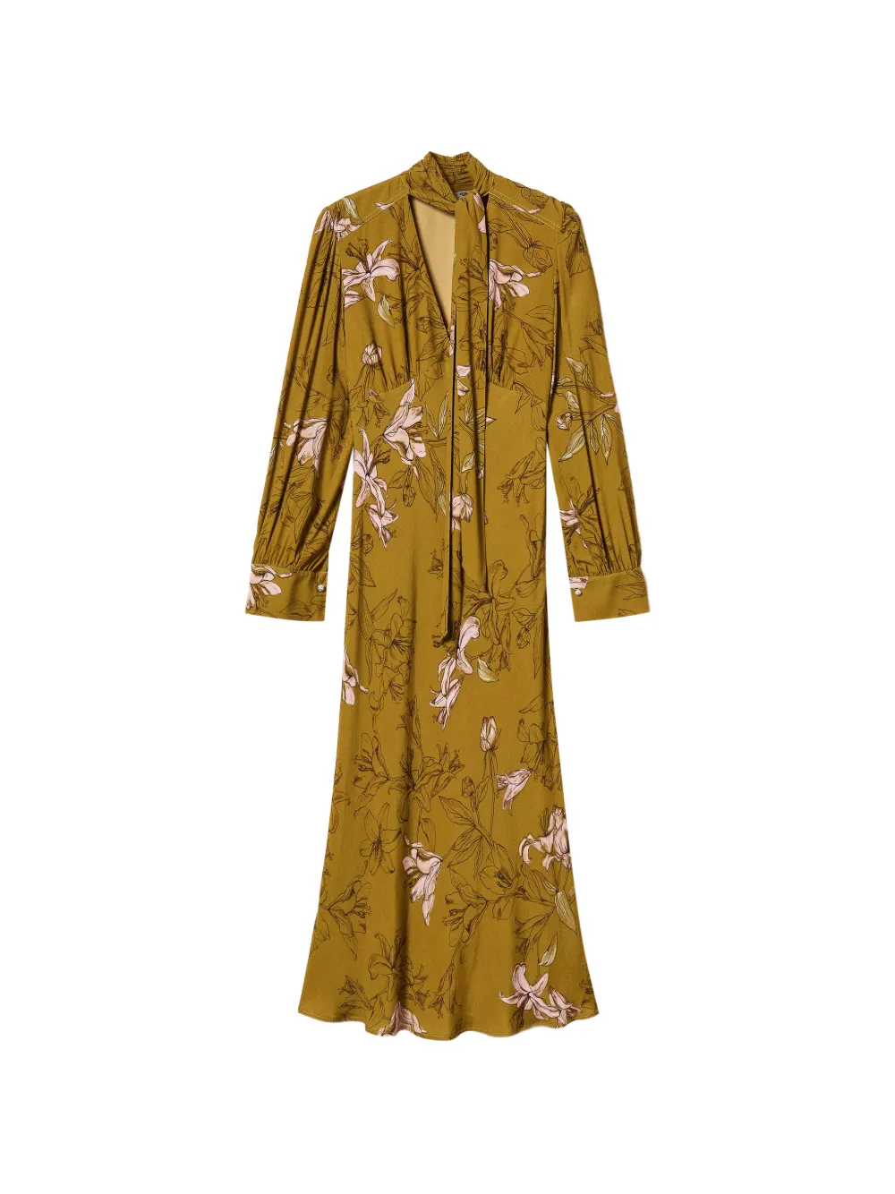 TWINSET floral crêpe de chine midi dress - Marrone