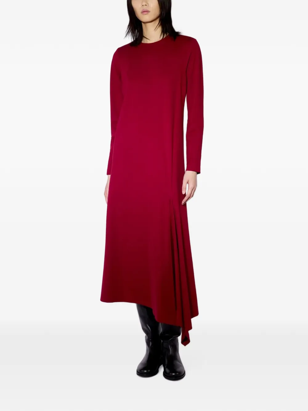 Liviana Conti Kaia asymmetric pleated-detail midi dress Rood