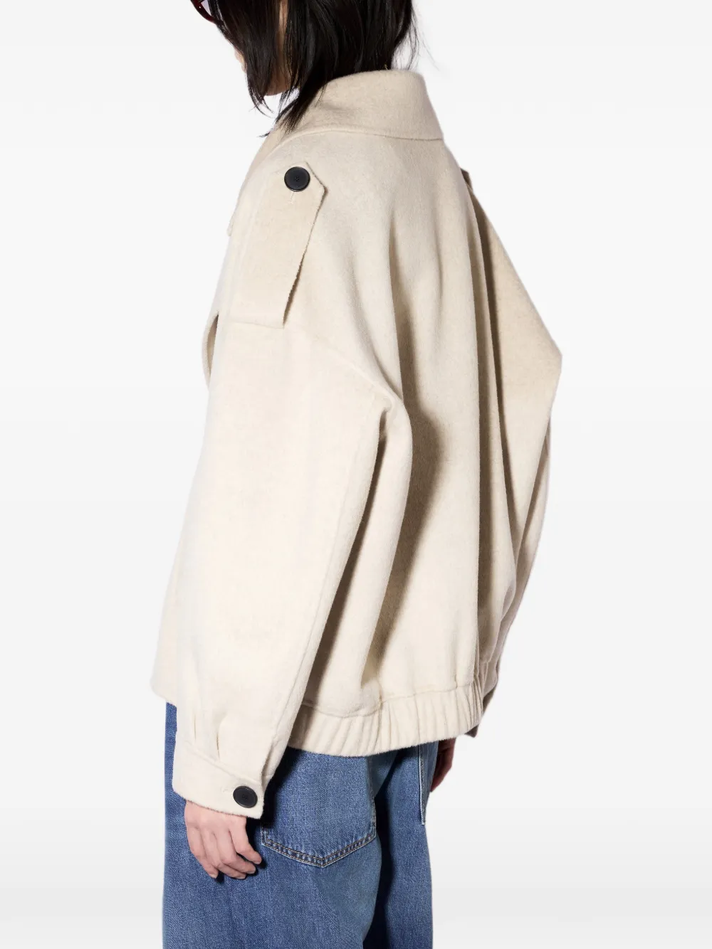 Liviana Conti Jas met dubbele rij knopen en epauletten Beige