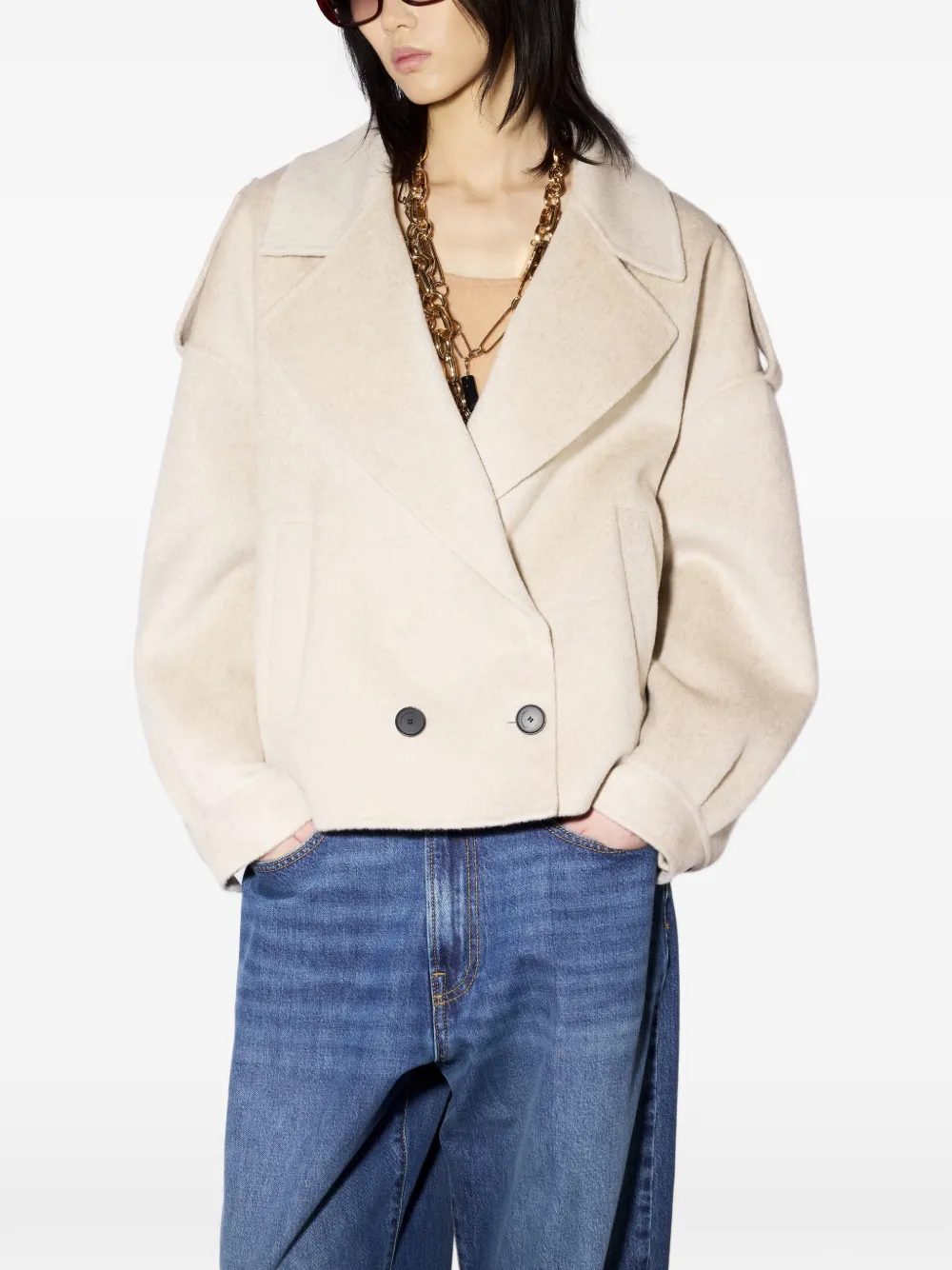 Liviana Conti double-breasted epaulette coat - Nude
