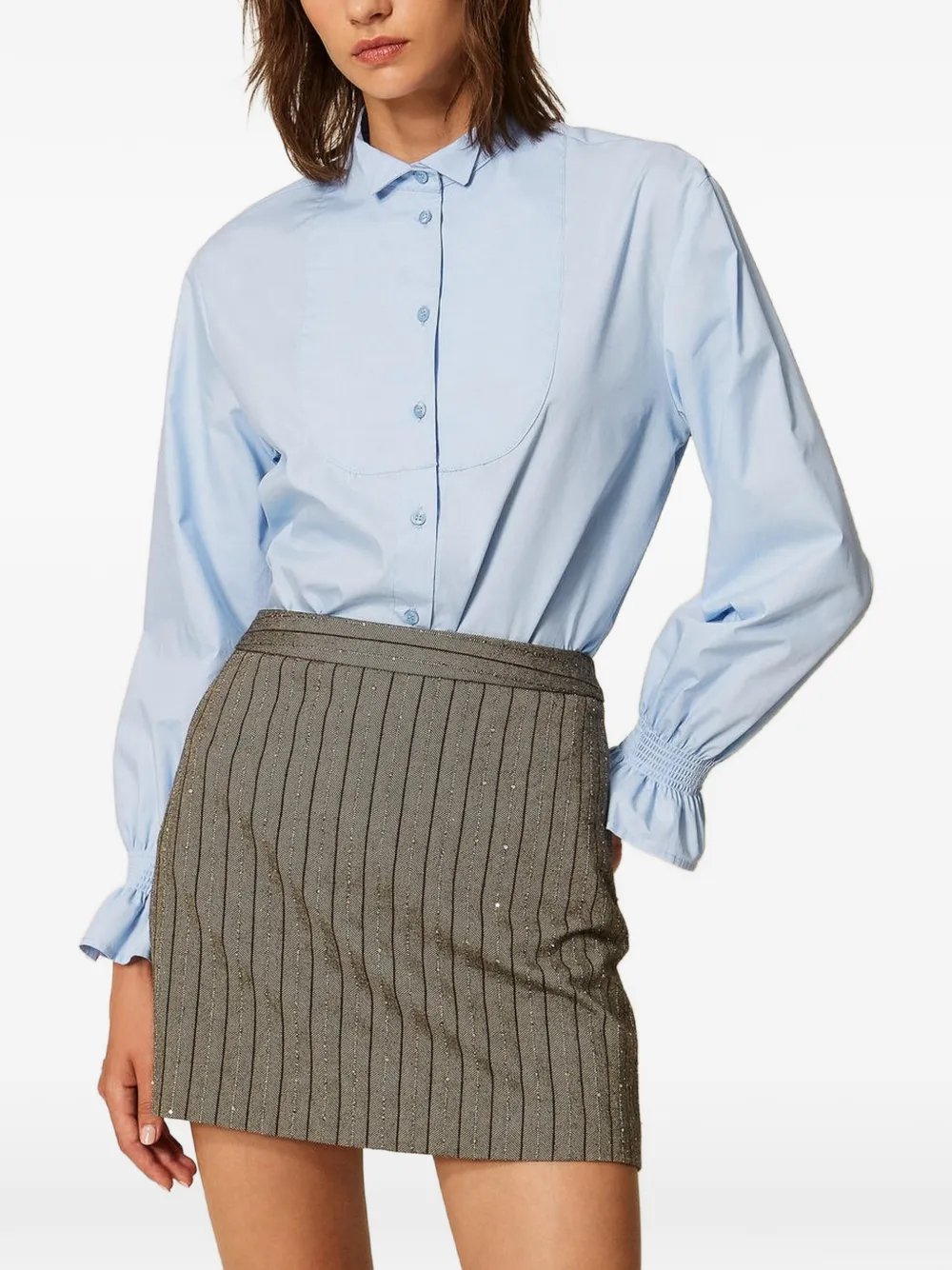 TWINSET Popeline blouse met ruches Blauw