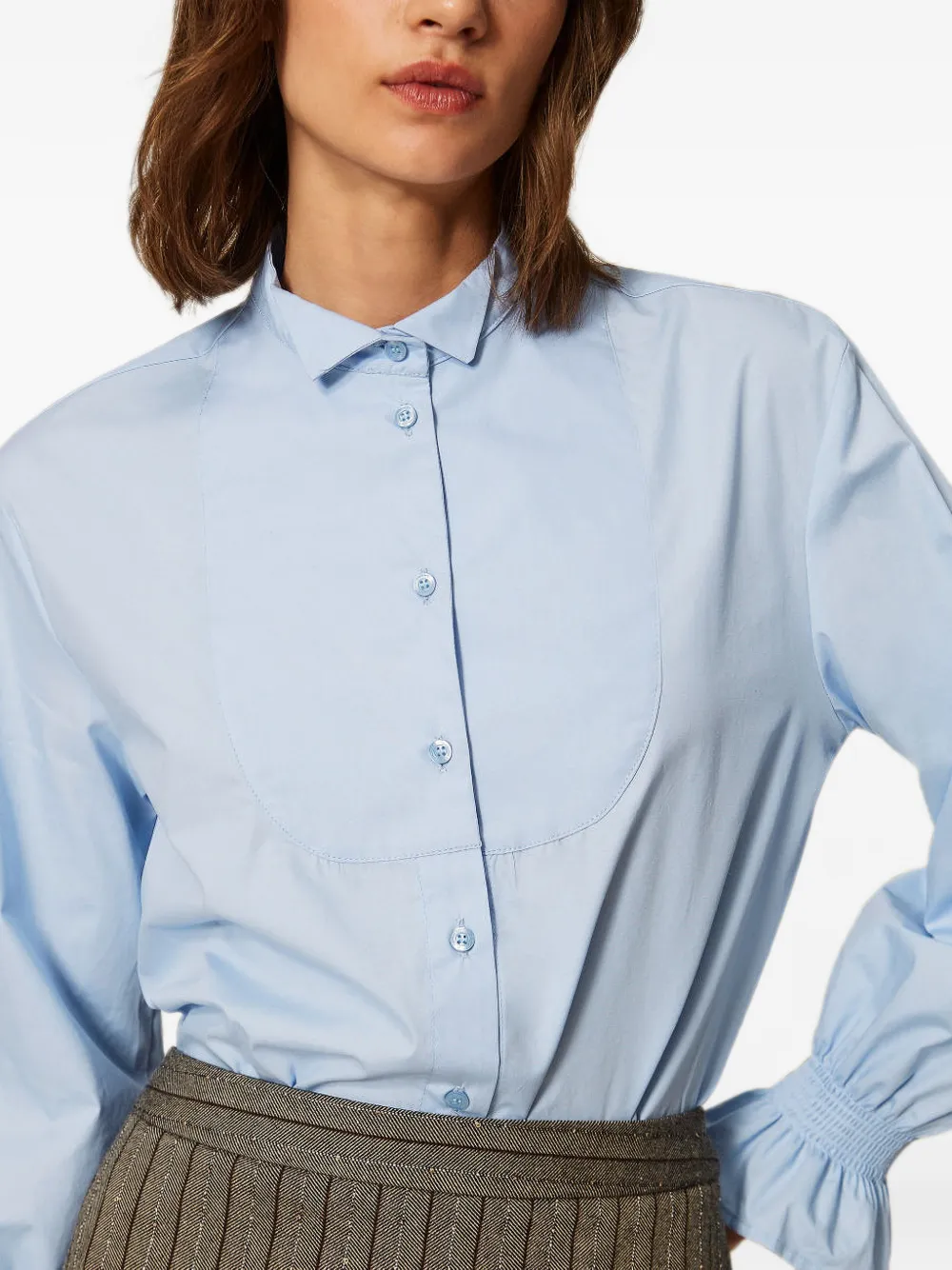 TWINSET Popeline blouse met ruches Blauw