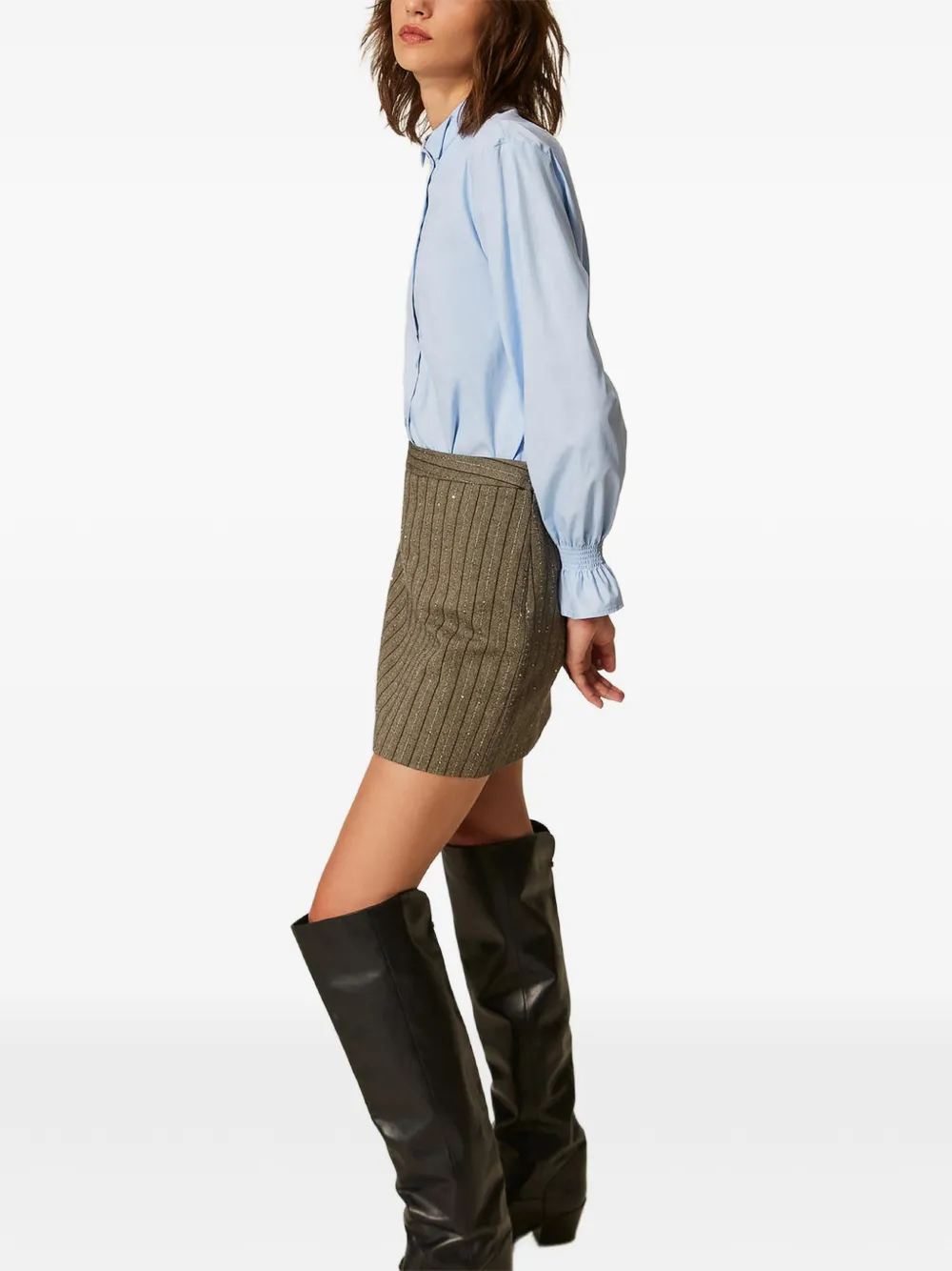 TWINSET Popeline blouse met ruches Blauw
