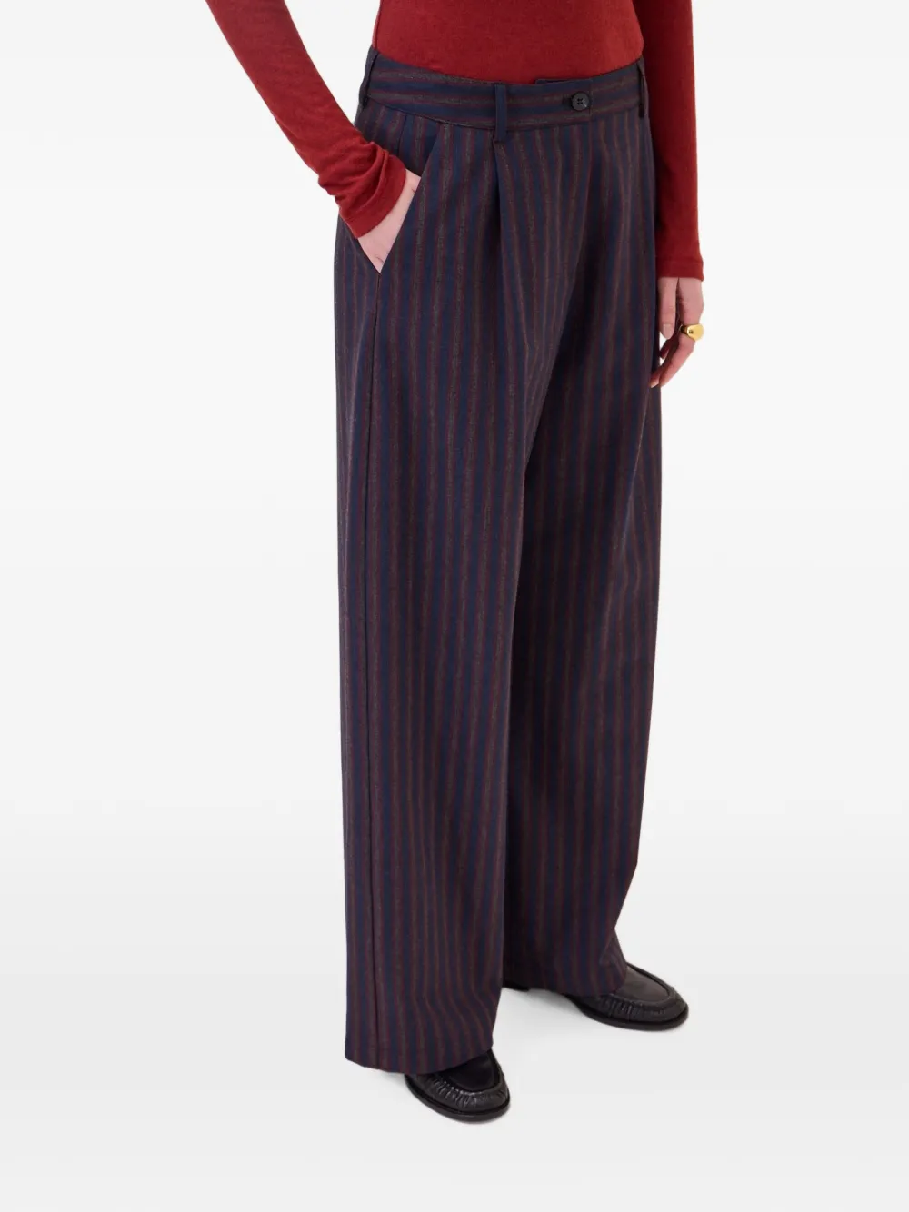 Ottod'ame Pinstripe Pleated Trousers In Blue