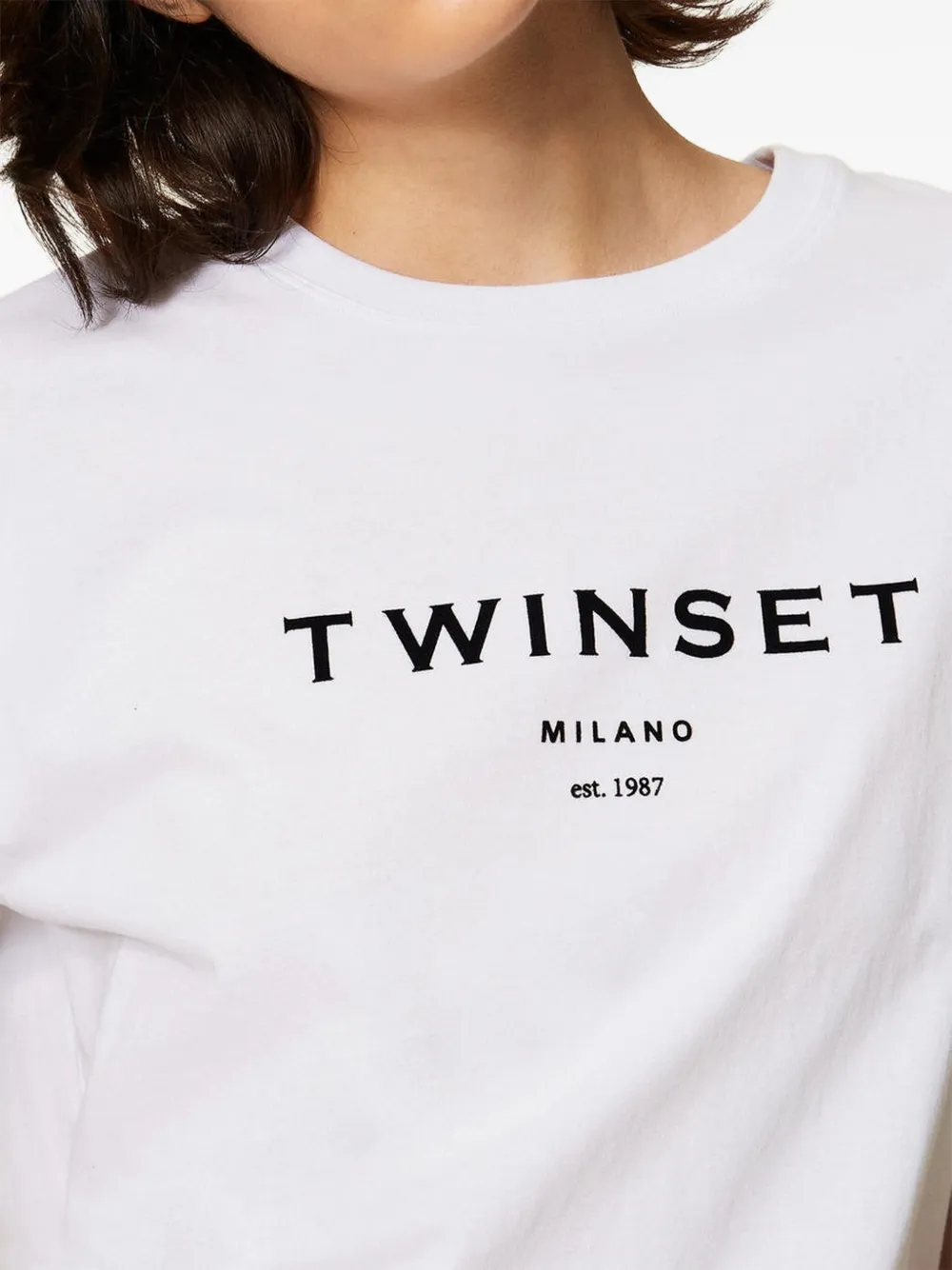 TWINSET Jersey T-shirt met logo en kant Wit