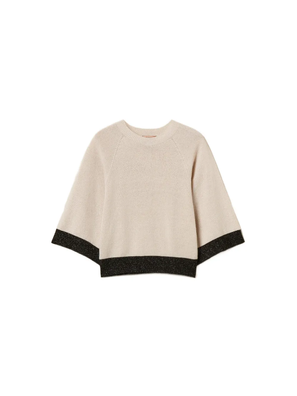 TWINSET Cropped wollen en kasjmier trui met lurex Beige