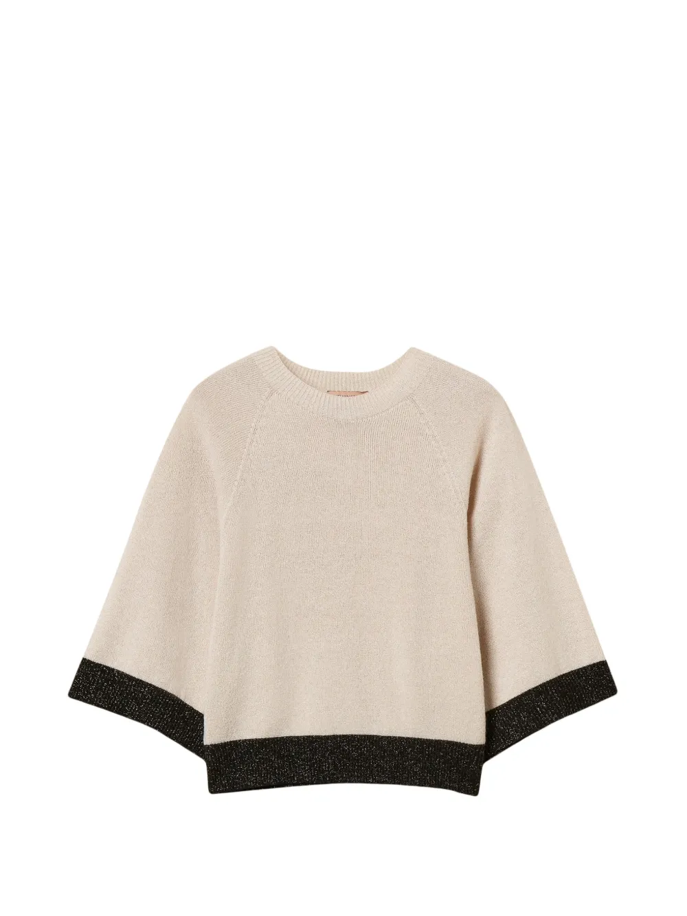 TWINSET cropped wool and cashmere jumper with lurex - Toni neutri