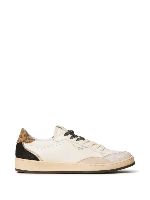 TWINSET leather trainers with logo and laminated inserts