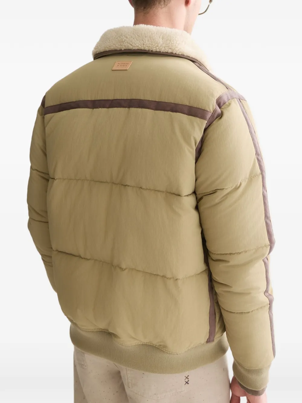 Scotch & Soda fleece-collar padded coat Beige