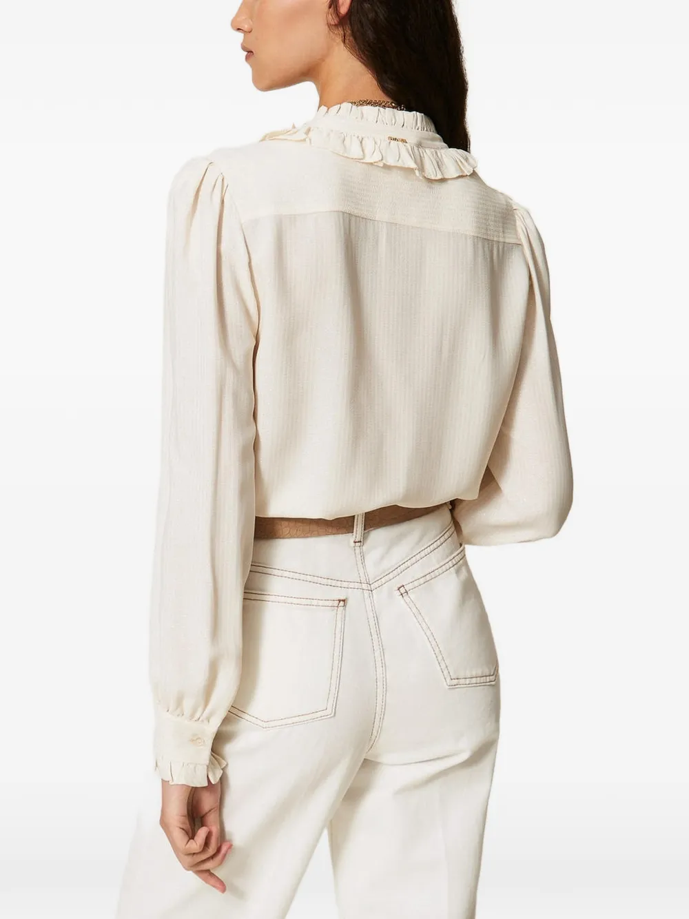 TWINSET Blouse van zijdeblend met jacquard Beige