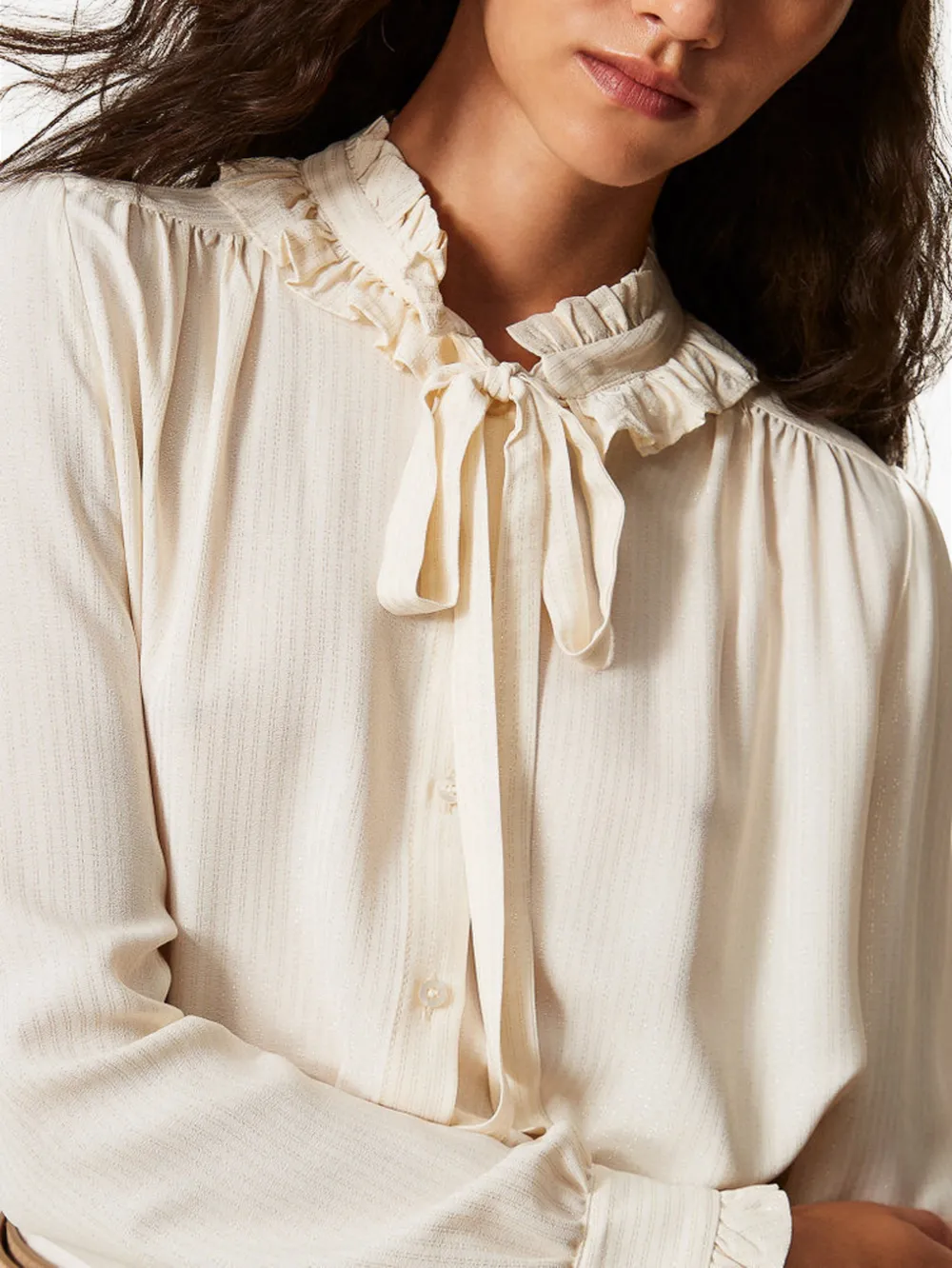 TWINSET Blouse van zijdeblend met jacquard Beige