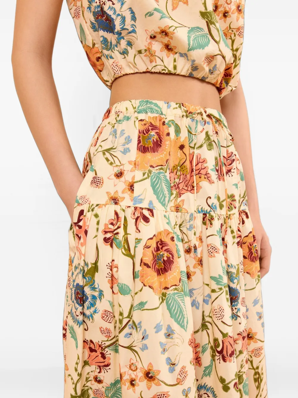 Ulla Johnson Theodora gelaagde maxi-rok met bloemen-print Beige