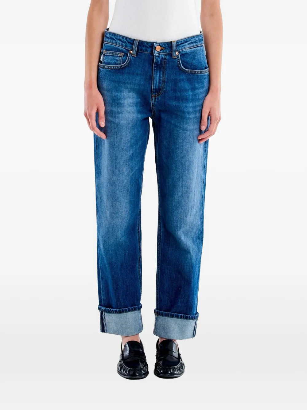 VICOLO Maggie Mom Jeans mit Umschlag - Blau