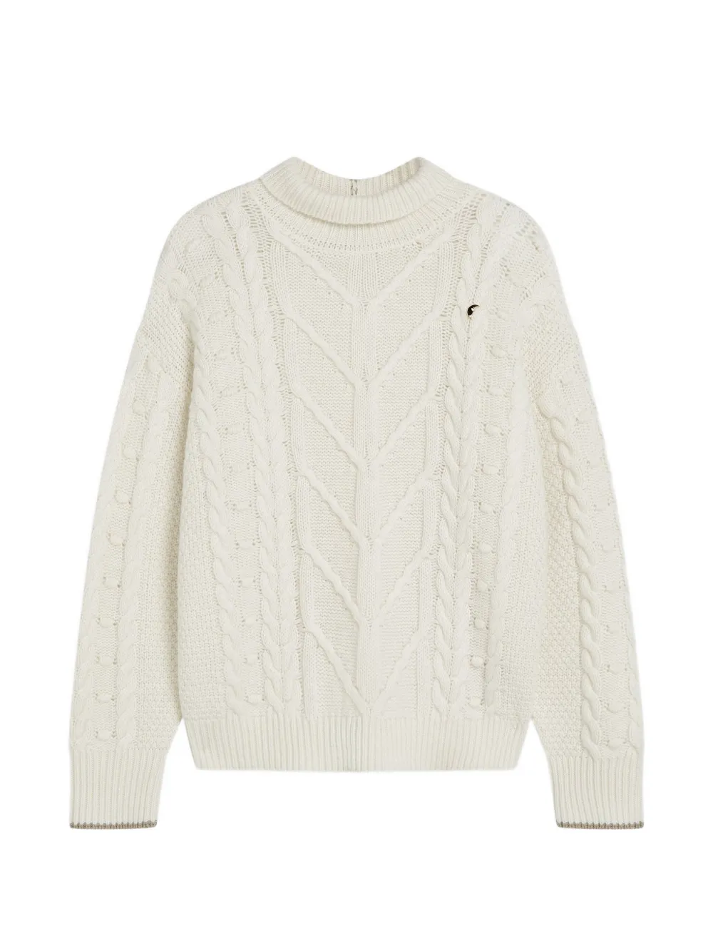 Scotch & Soda Cable-knit High-neck Sweater In White