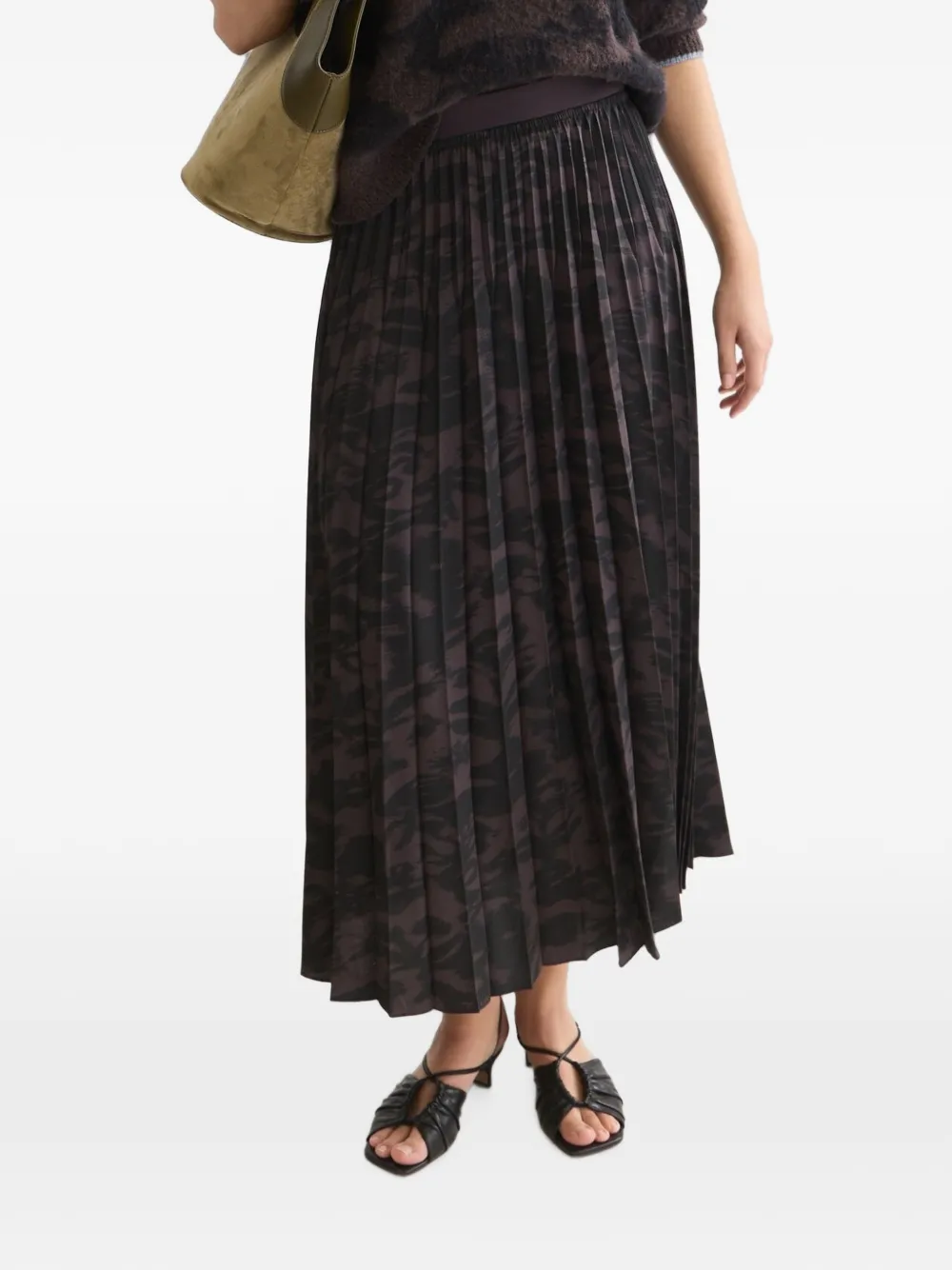 Scotch & Soda Pleated Abstract-print Skirt In Black