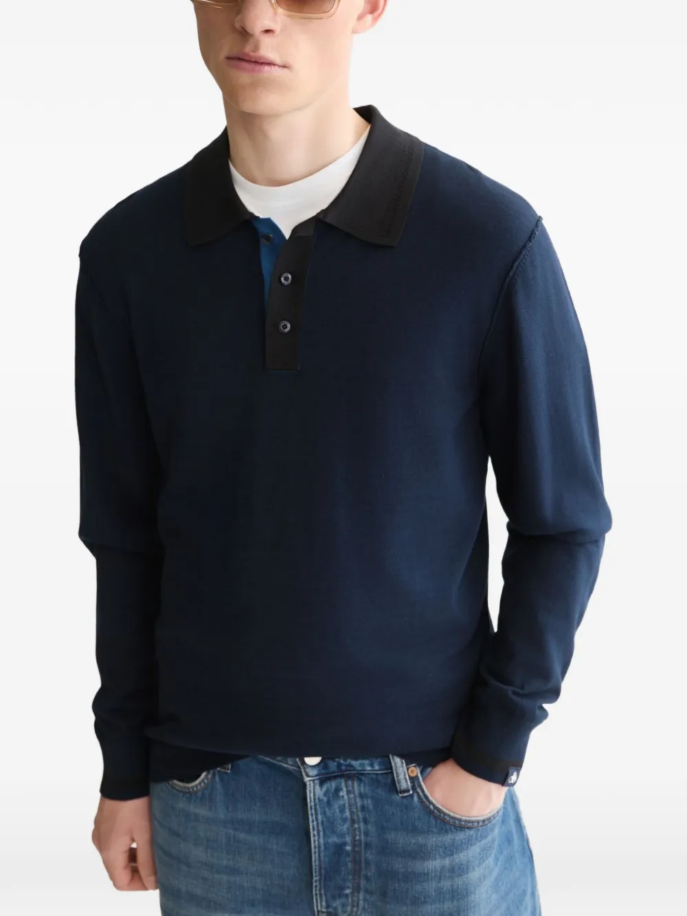 Scotch & Soda Poloshirt met lange mouwen Blauw