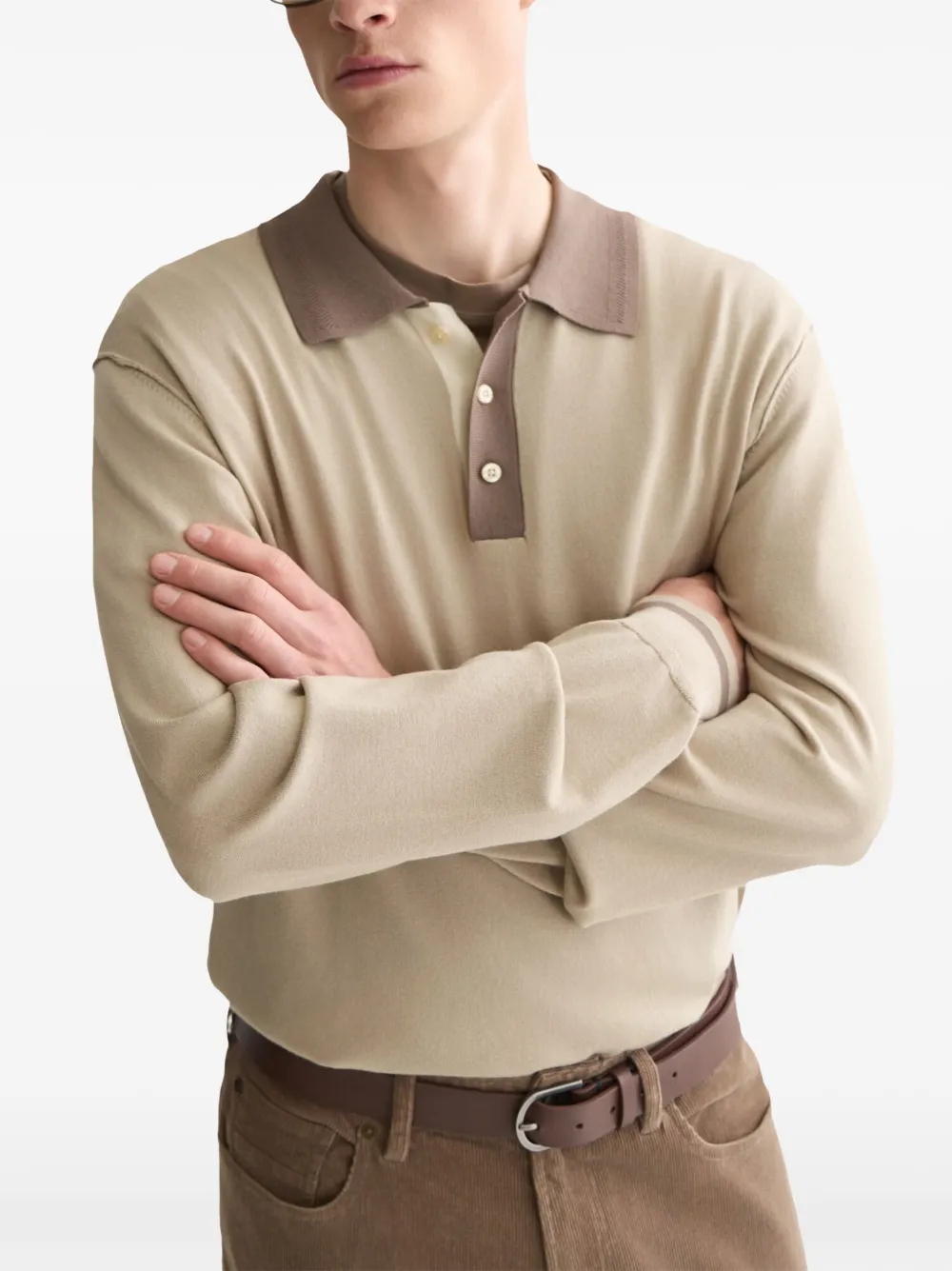 Scotch & Soda Poloshirt met lange mouwen Beige