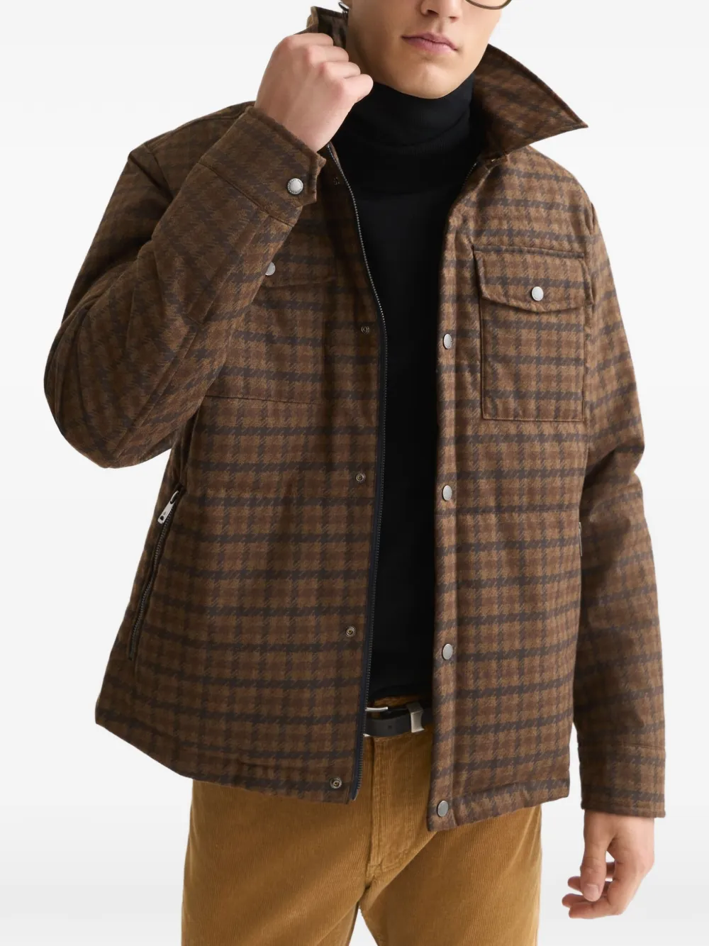 Scotch & Soda Geruite gewatteerde jas Bruin