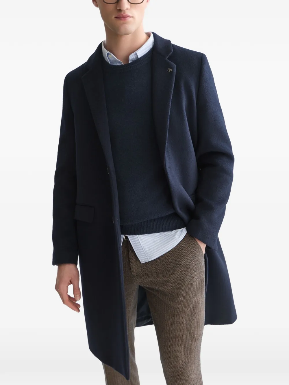 Scotch & Soda Mantel met enkele rij knopen Blauw